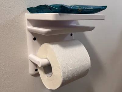 Toilet roll holder with shelves