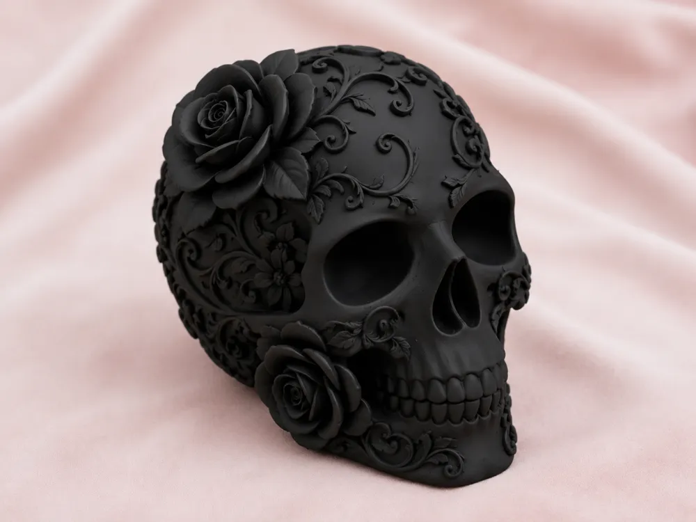 Adorno temático: Rose skull. Referencia del modelo original.