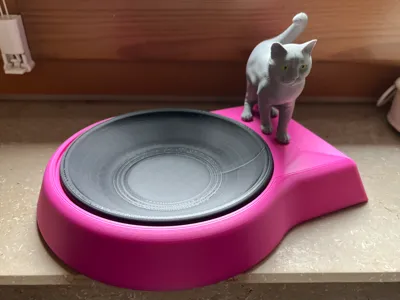 Cat Feeding Bowl with Cat Figure