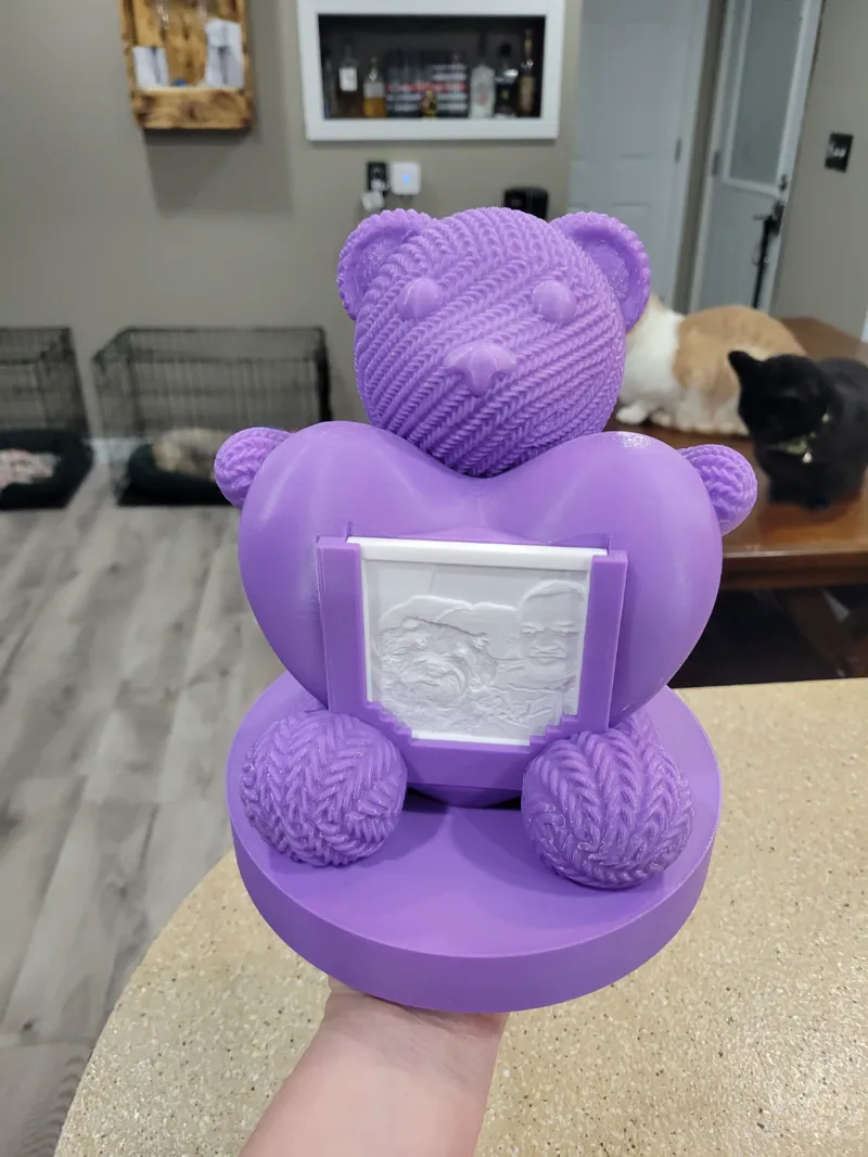 Crocheted bear lithophane lamp