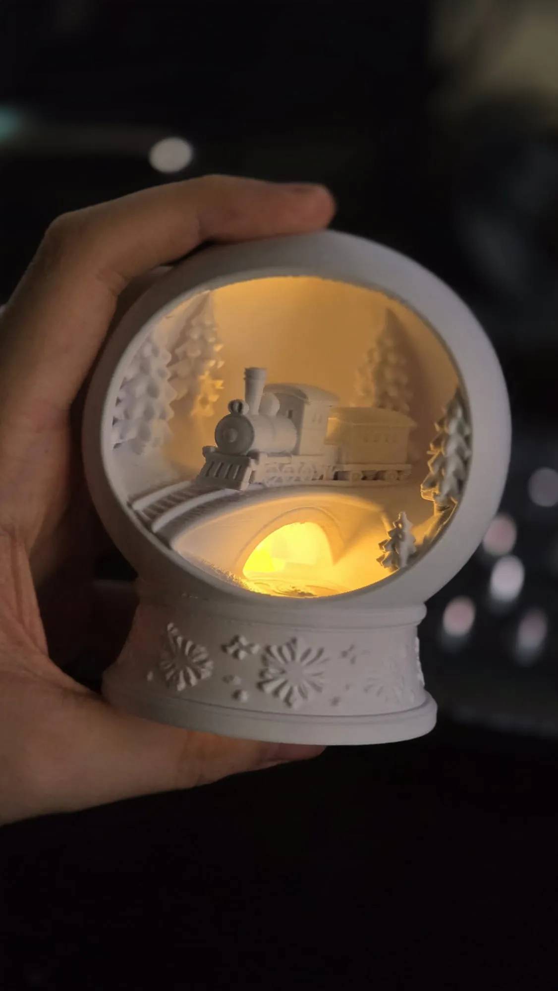 Winter Train snow globe view 2