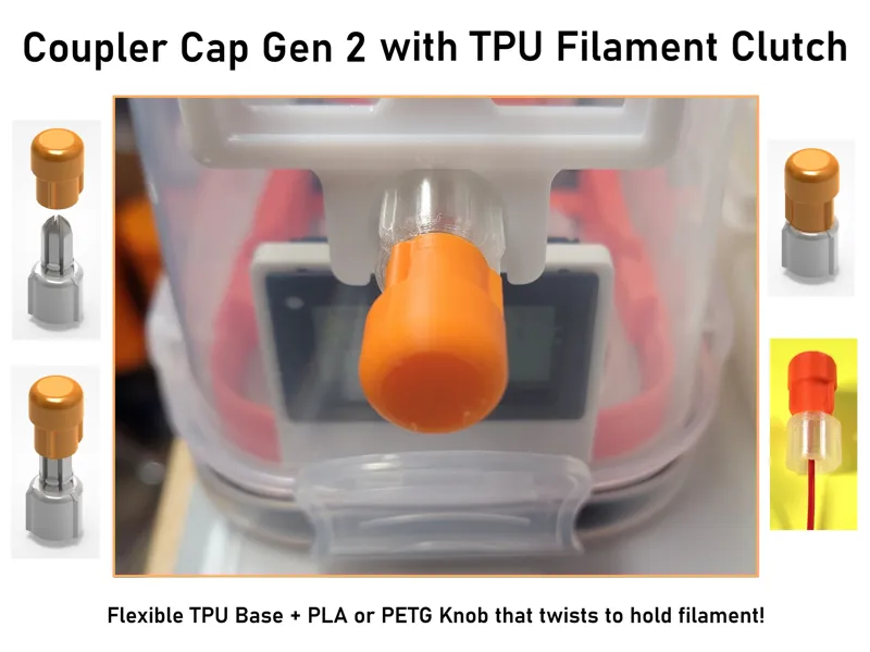 Coupler Cap Gen 2 with TPU Filament Clutch