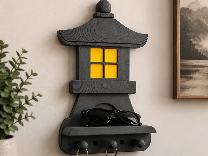 Japanese Lantern Entryway Shelf & Key Holder