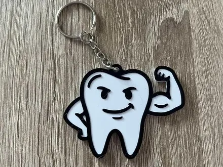 Strong Healthy Tooth Keychain for Dentist Gift