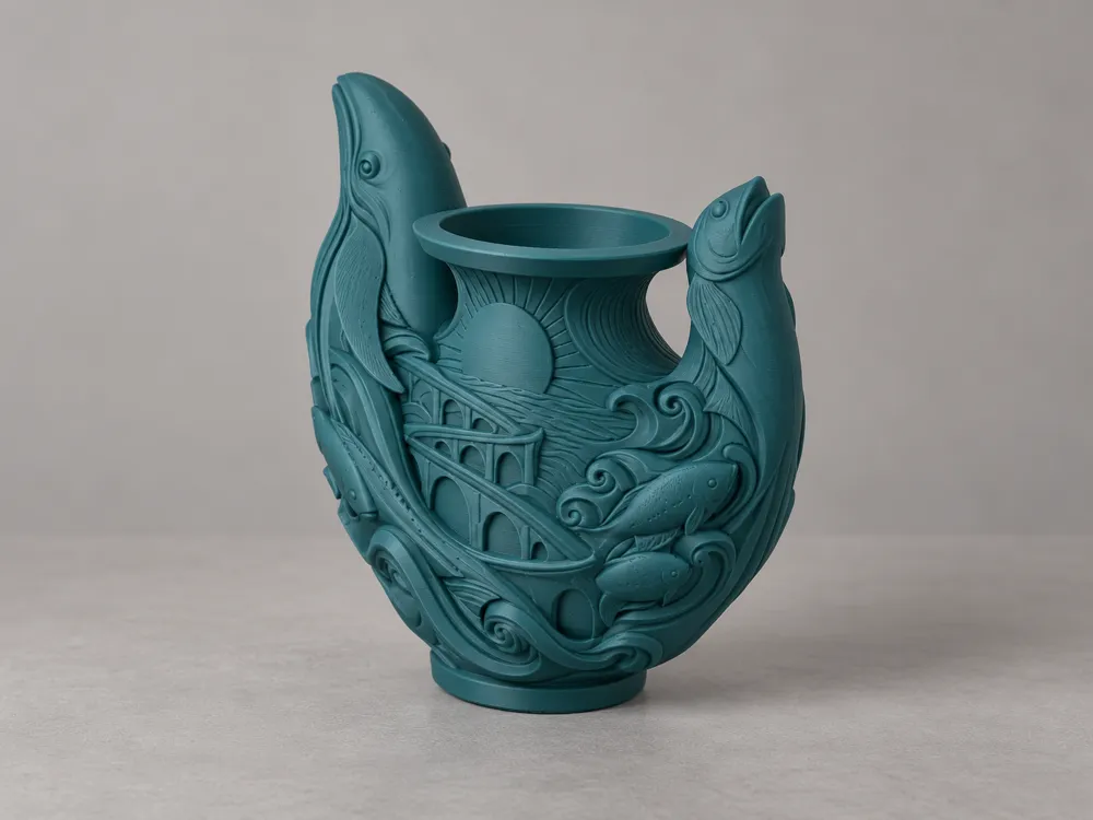 Free Fish Solidworks Model Ocean Fish Relief Vase - Free 3D Print Model - MakerWorld