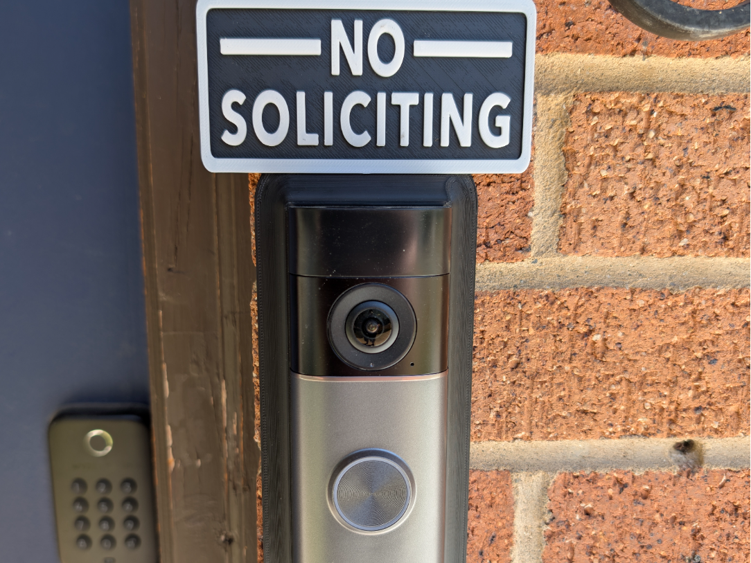 Ring Battery Doorbell Pro (new) No Soliciting sign