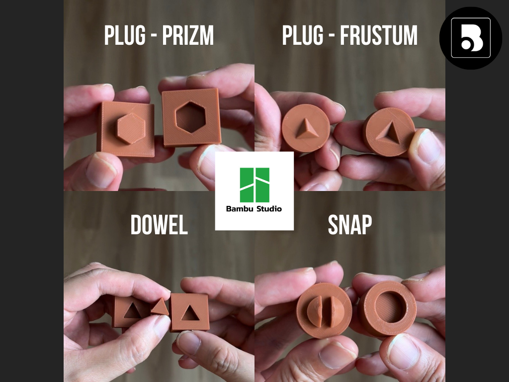Plug, Dowel, Snap - Bambu Studio Cut Connectors