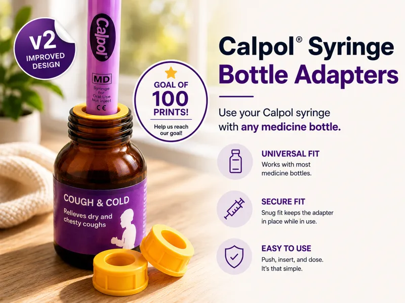 Calpol syringe adapters for any medicine bottle V2