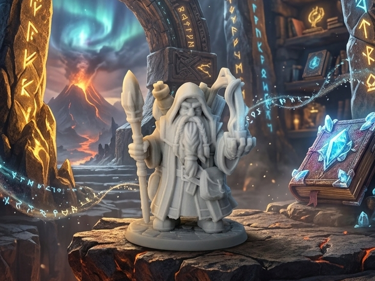 D&D MINIATURE - The Dwarf Wizard