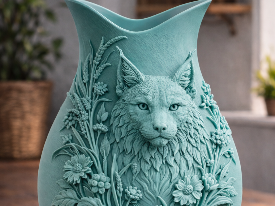 Cat Floral Vase Elegant Nature Inspired Home Decor
