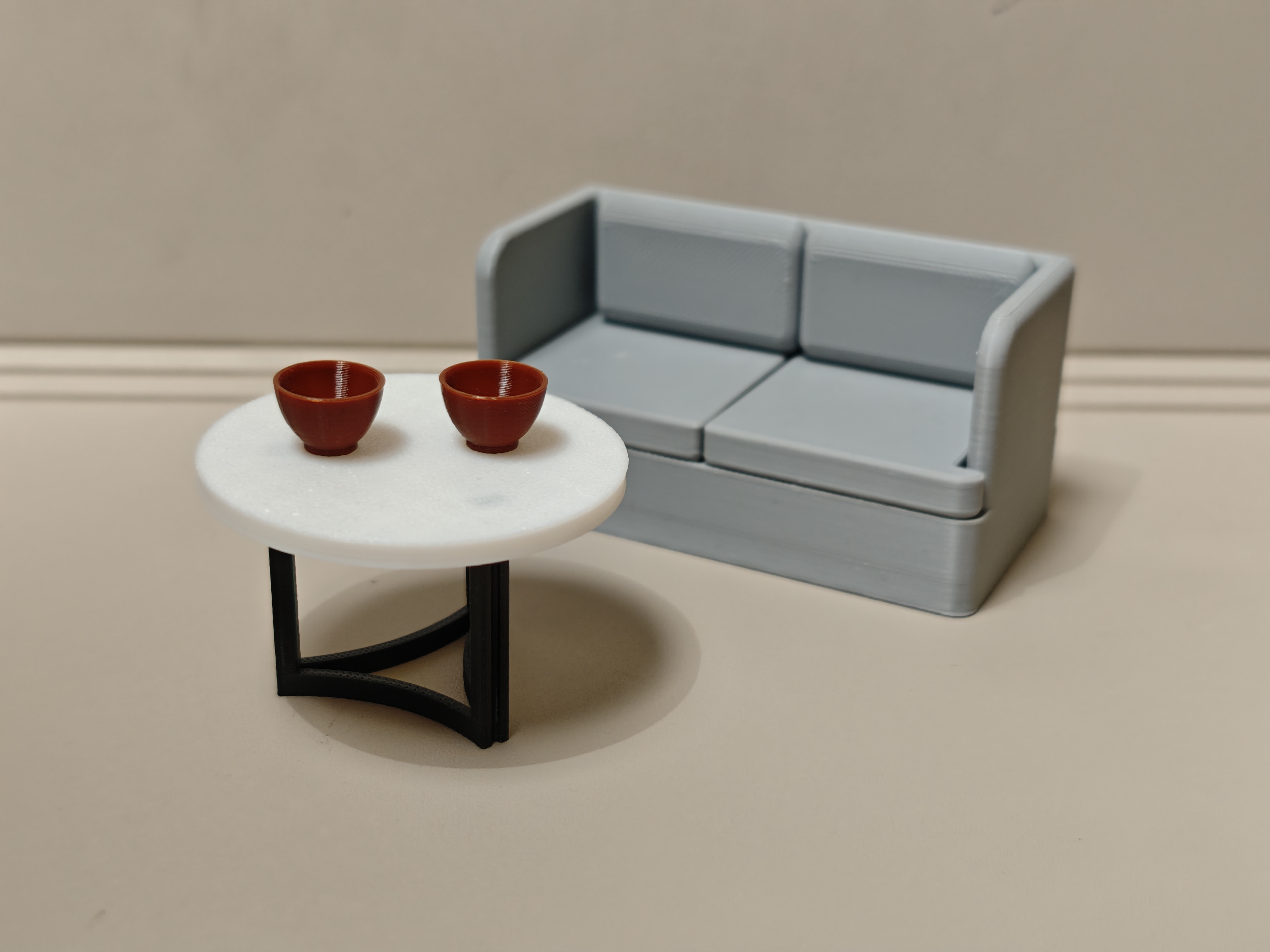 Miniatura 2 do modelo 3D 微缩家具沙发茶几三件套