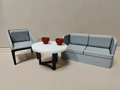 Miniature Furniture Sofa and Coffee Table Three-Piece Set