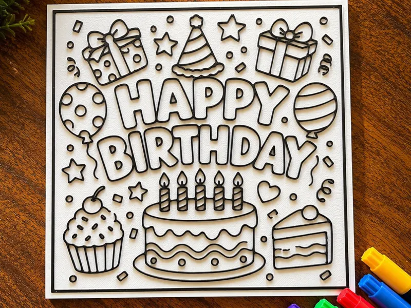 Happy Birthday Coloring Page