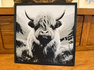 Highland Cow in Grass - Hueforge 200 x 200
