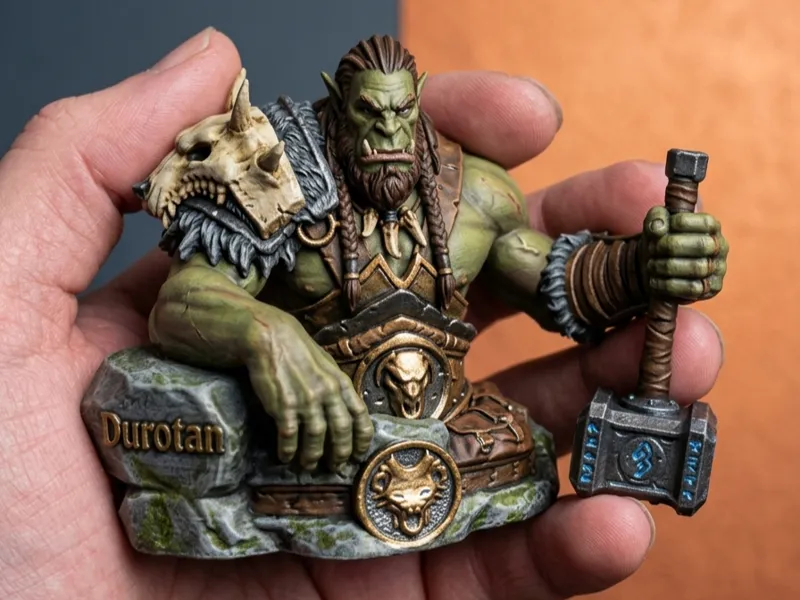 Durotan Bust with Doomhammer - World of Warcraft