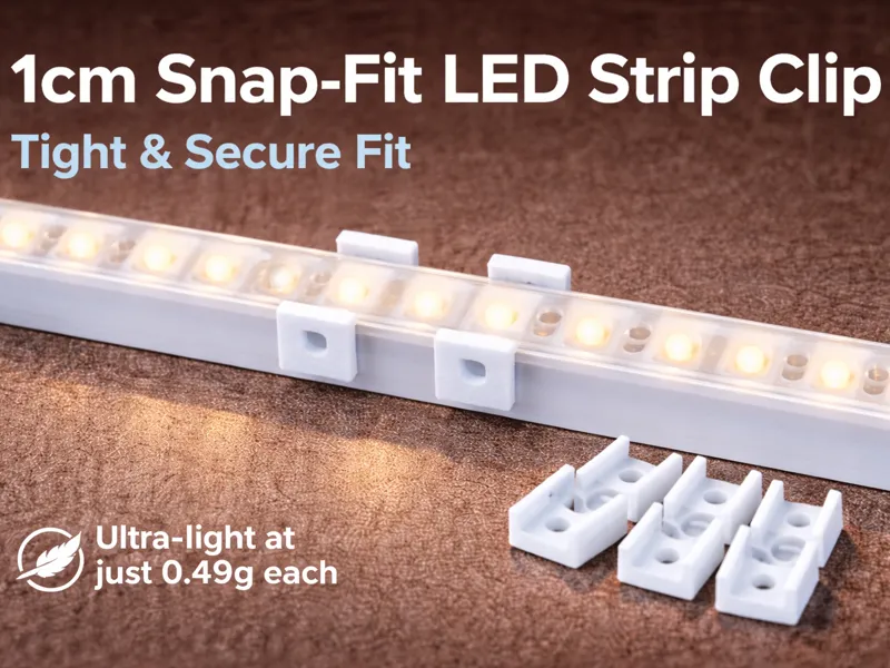 1cm Snap-Fit LED Strip Clip – Tight & Secure Fit