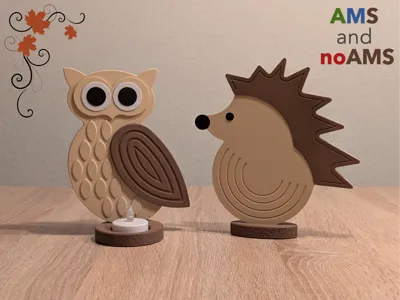 Owl, Hedgehog, autumn decoration