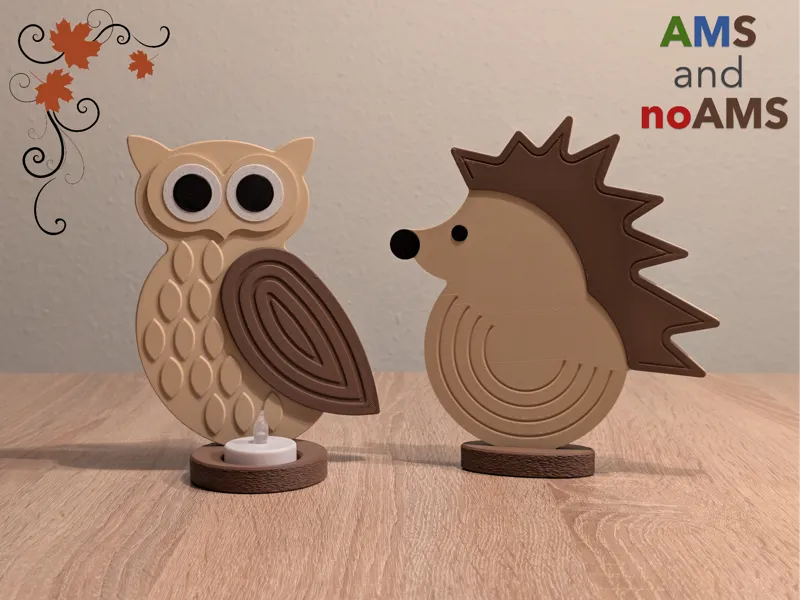 Owl, Hedgehog, autumn decoration
