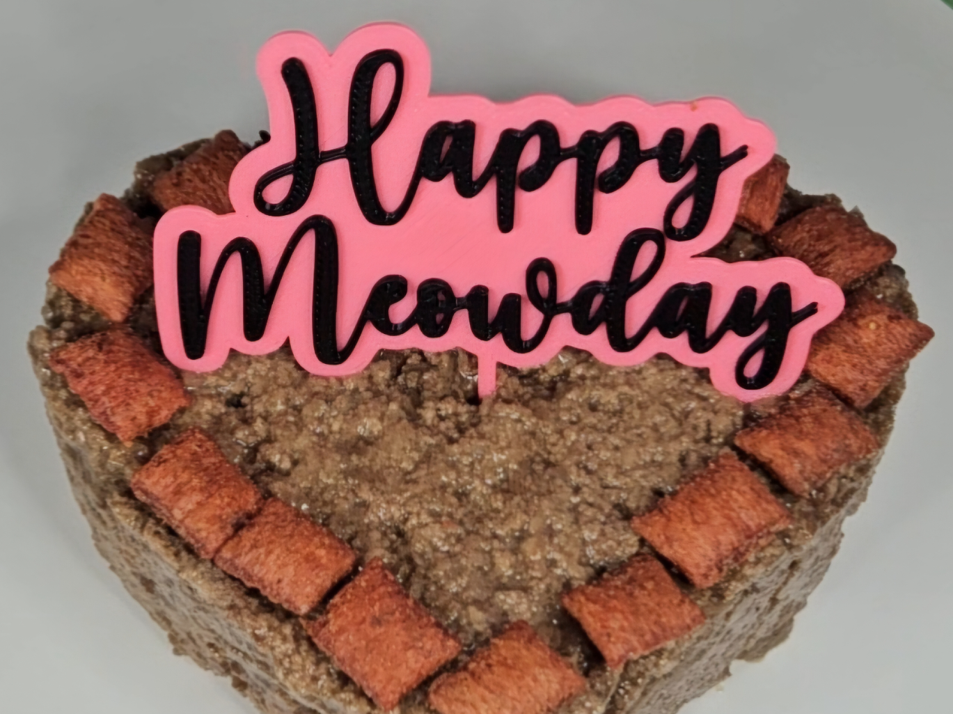 Heart Cat Food Mold Happy Meowday Birthday Topper