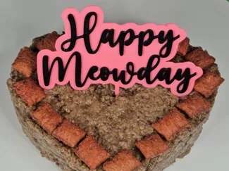 Heart Cat Food Mold Happy Meowday Birthday Topper