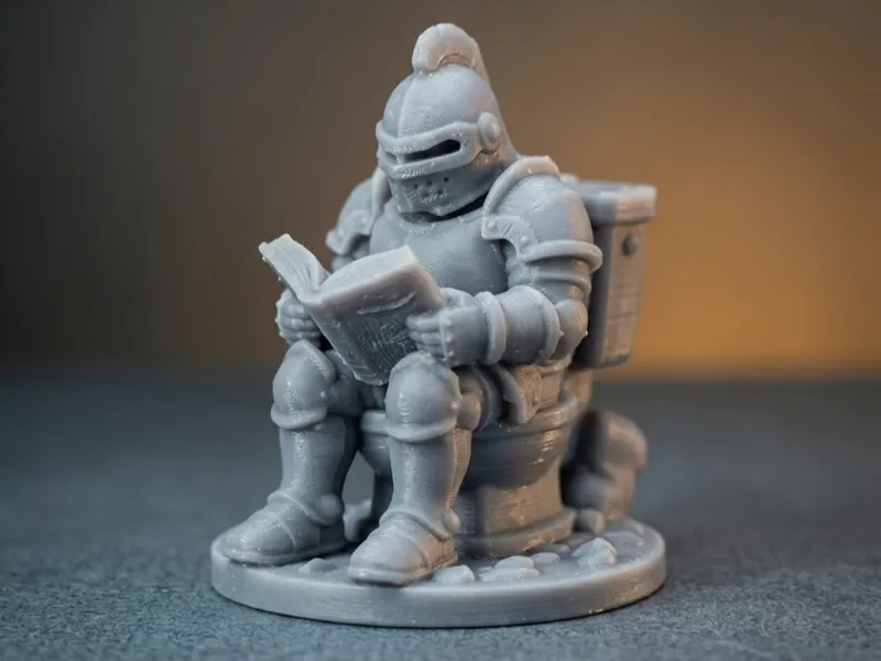 Reading Knight on Toilet – Funny Desk Miniature