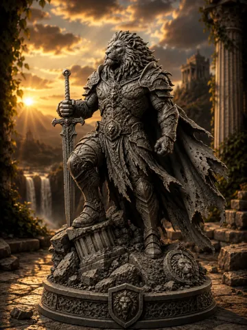 Figura decorativa: Lion Warrior – Guardian of the Fallen Kingdom — vista de referencia 2