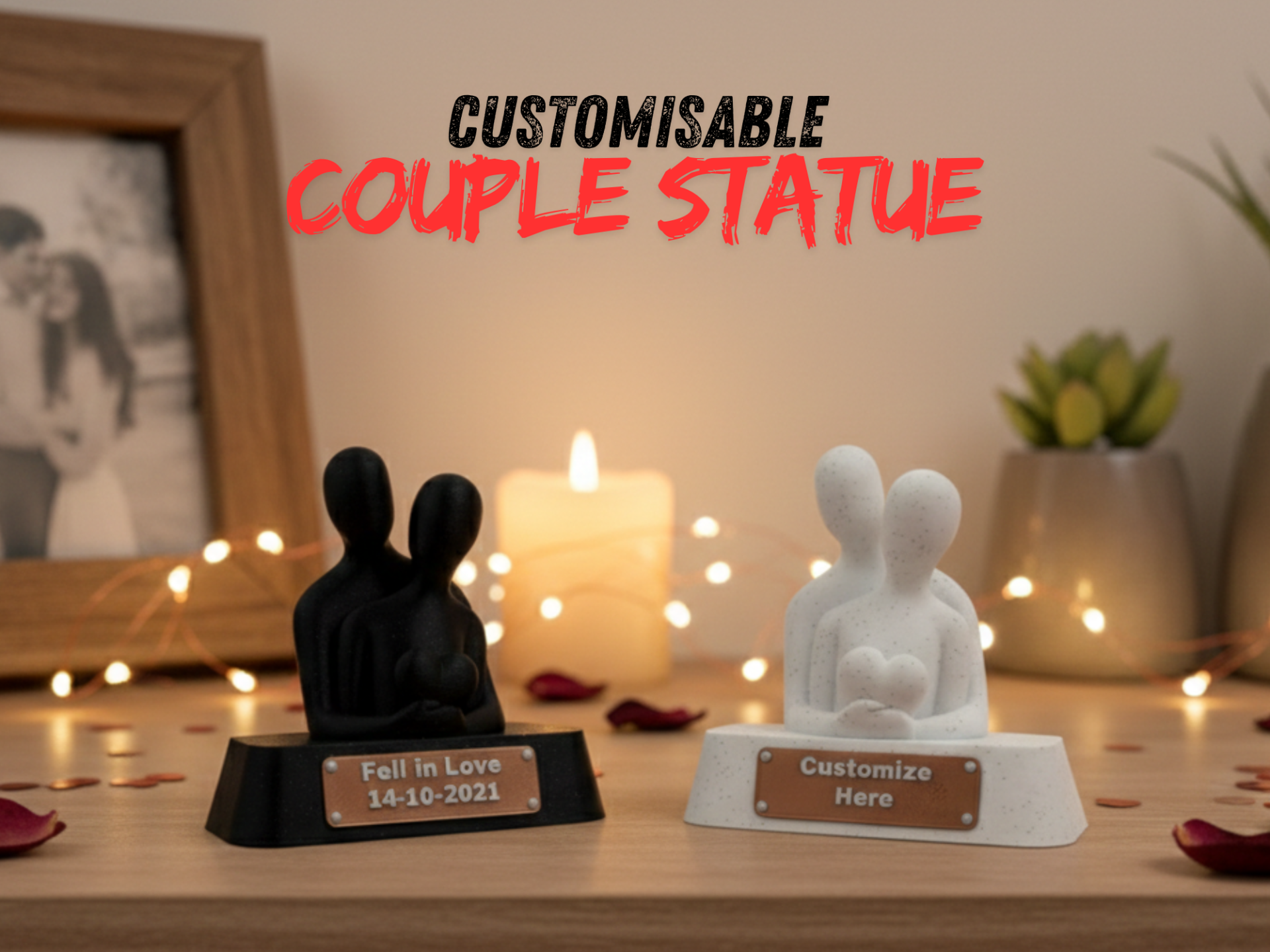 Hugging Couple Statue – Customizable Text