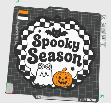 Accesorio de iluminación decorativa: Spooky Season Checkerboard Halloween Plaque — vista de referencia 4