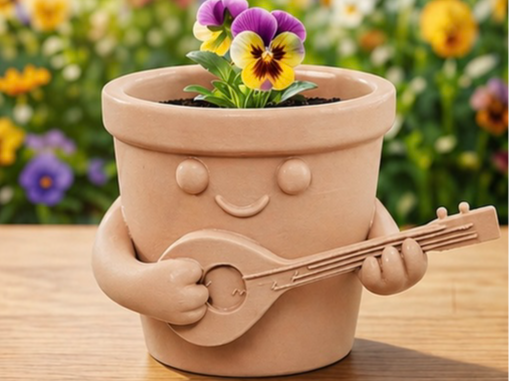 Cute Guitar Pot Planter Buddy