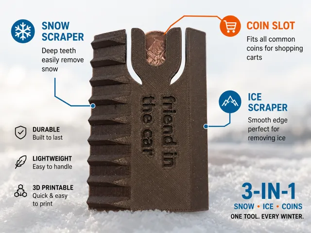 3-in-1 Winter Car Scraper – Shopping Cart Coin