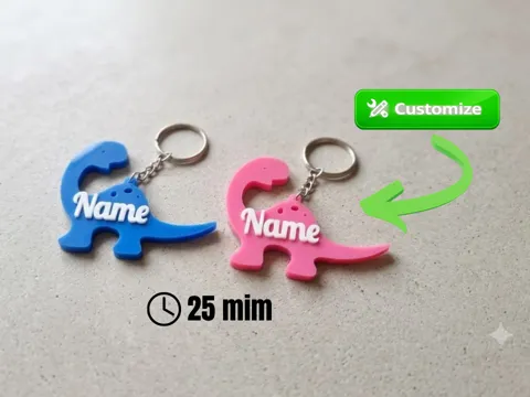 Llavero: Chaveiro Dinossauro com Nome Personalizado — referencia de MakerWorld