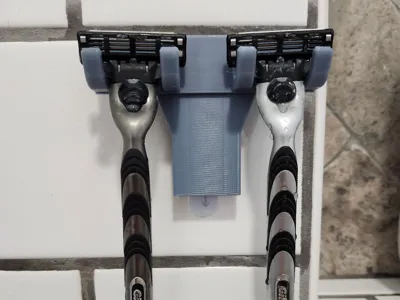 Dual Razor Holder for Command Strip Bath Set