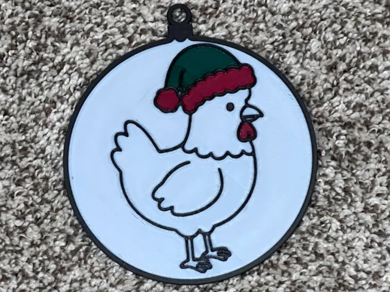Christmas Chicken Ornament