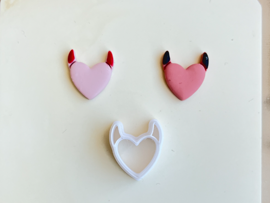 Heart with Devil Horns Polymer Clay Cutters 