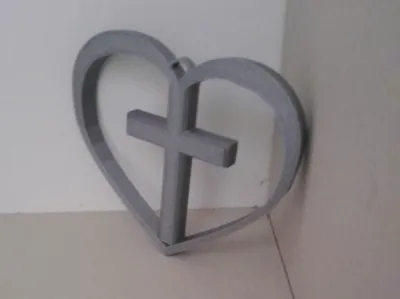 heart keychain with a cross