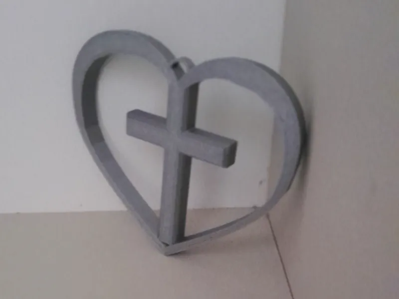 heart keychain with a cross