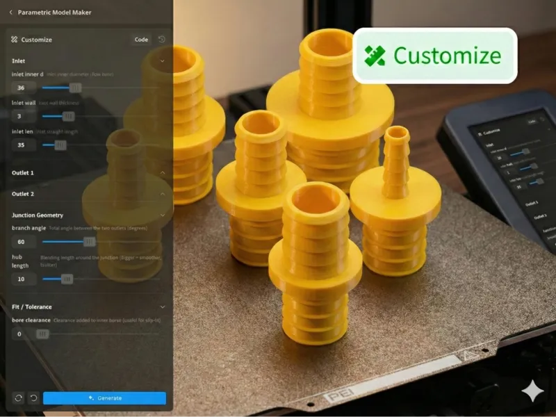 Any Size Customizable Barbed Hose Connector