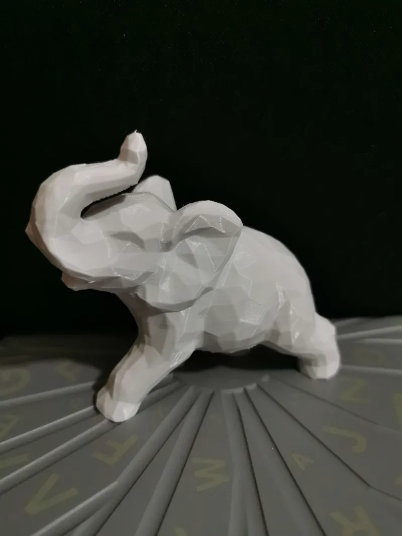Low-Poly Standing Elephant Sculpture