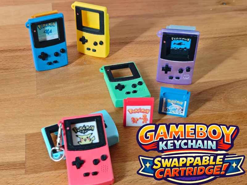 Retro handheld keychain with swappable cartridges