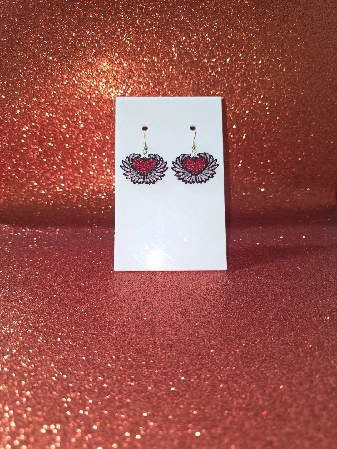Winged heart earrings view 2