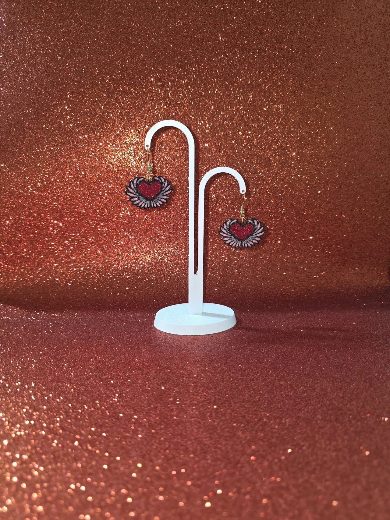 Winged heart earrings view 3