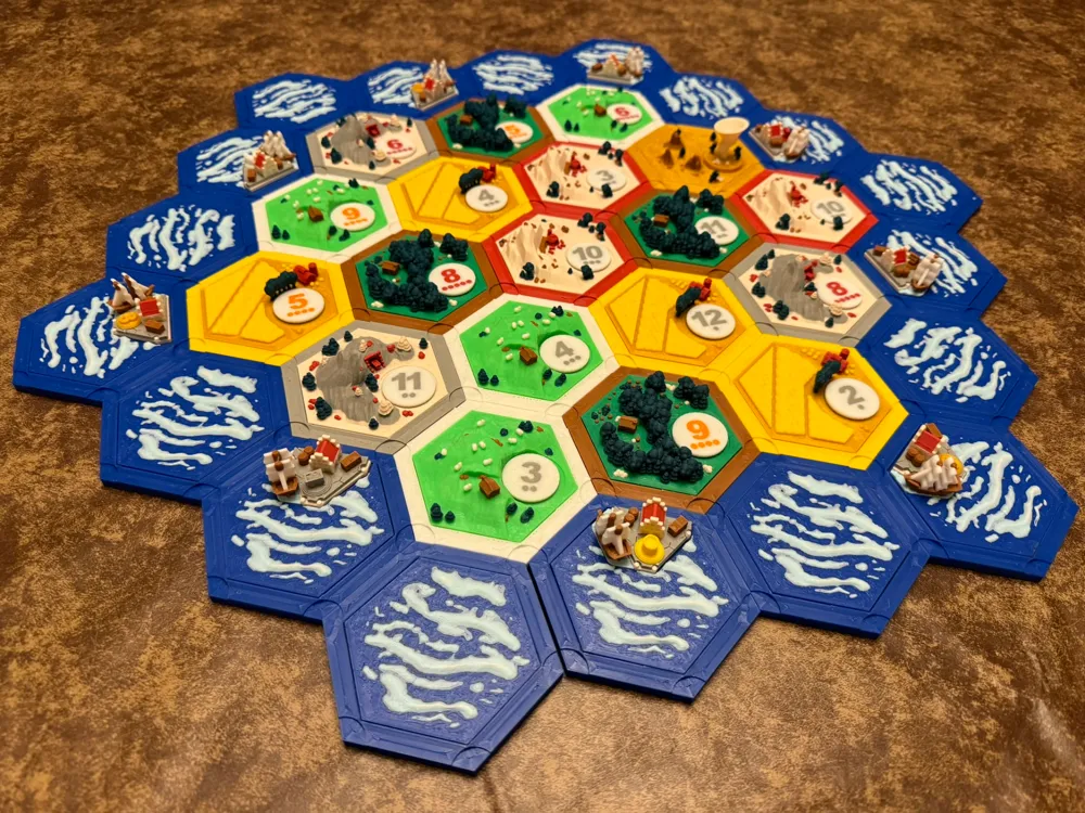 Catan 3D édition Peinte à La Main – Plateau De Jeu Unique En PLA