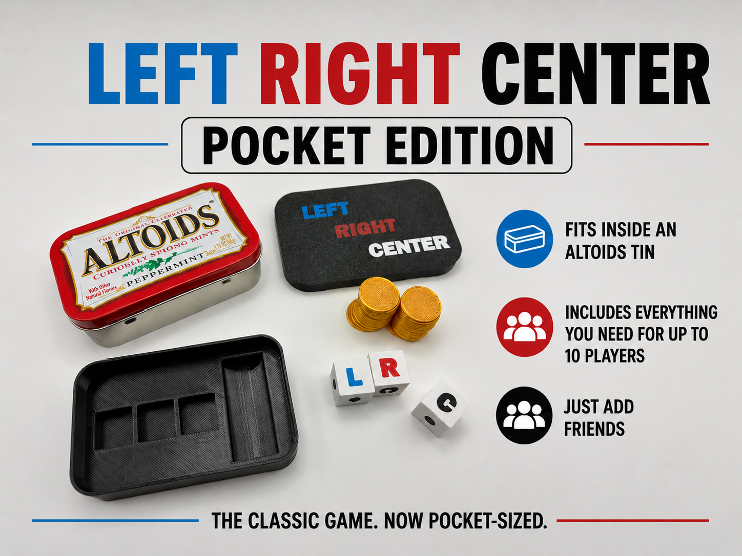 Left Right Center game - pocket altoids edition