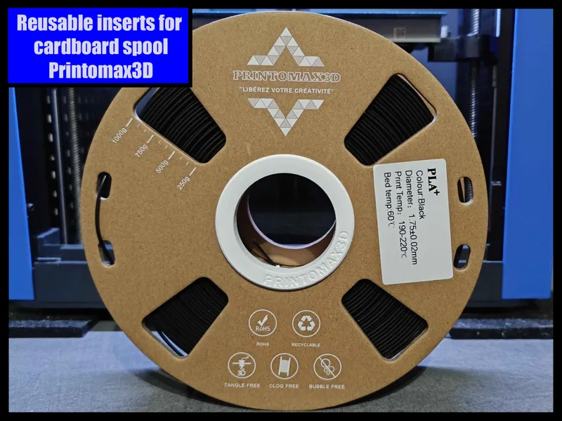 Reusable inserts for cardboard spool Printomax3D