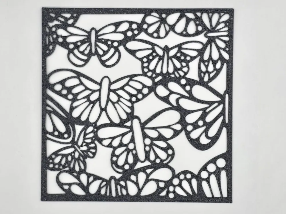 Letrero o emblema decorativo: Monarch Butterfly Swarm Square Stencil. Referencia del modelo original.