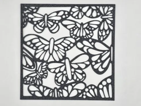 Letrero o emblema decorativo: Monarch Butterfly Swarm Square Stencil — referencia de MakerWorld