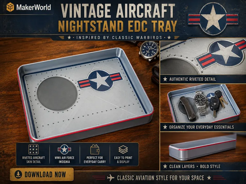 Vintage Aircraft Nightstand EDC Tray 
