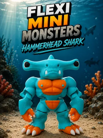Modelo para impresión 3D: Flexi Mini Monsters: Hammerhead Shark — vista de referencia 2