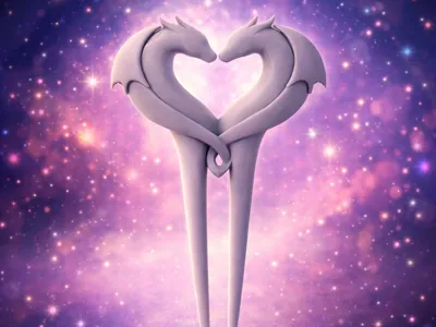 Dragon Heart Hair Clip - Two Dragons Forming a Heart