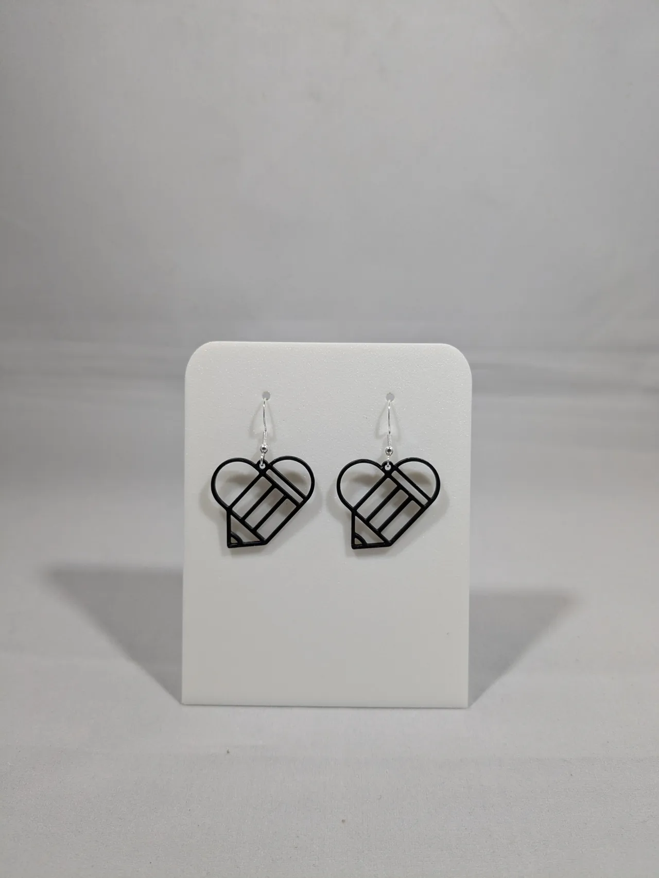 Pencil heart earrings view 3